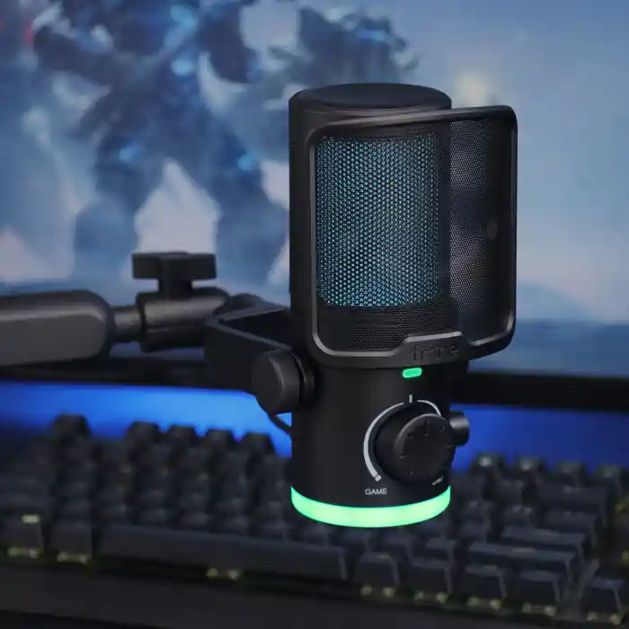 FIFINE AmpliGame AM6 Condenser Mic with Game/MIX RGB Microphone